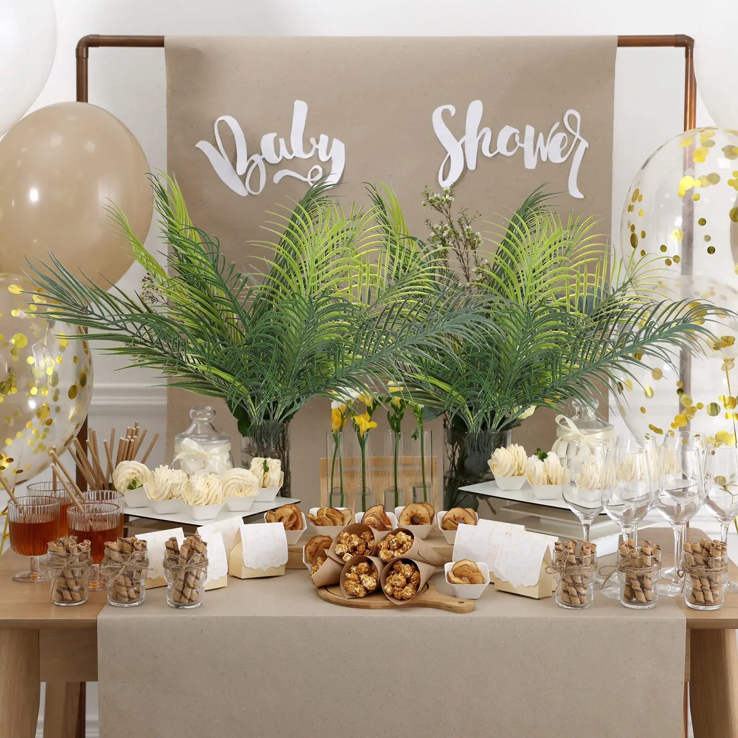 Tropical Palm Leaf Stem Arrangement – 52cm Decorative Palm Spray with 9 Branches for Home, Office or Event Styling