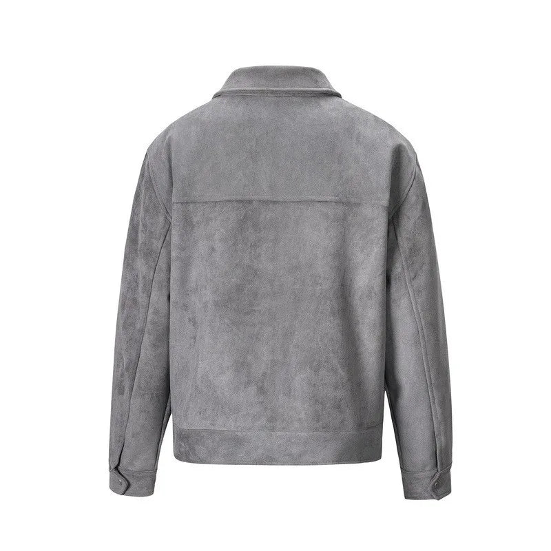 Men's Faux Suede Utility Zip-Up Jacket