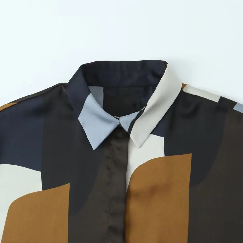 Tessa Geometric Print Oversized Shirt-Contemporary Casual Chic