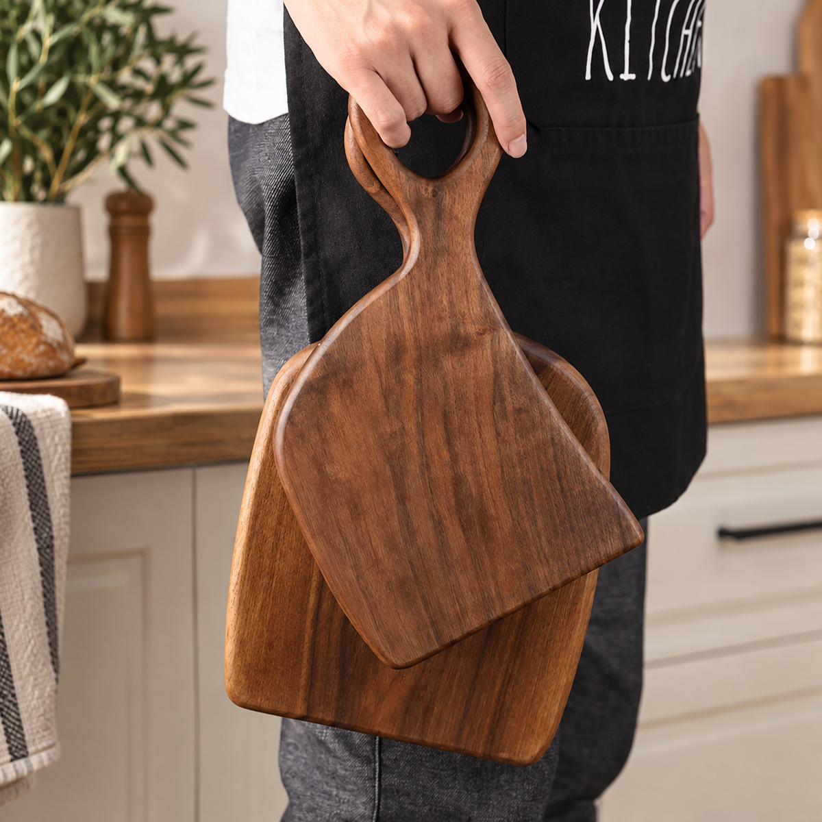 Hearth Solid Oak Chopping Board Set – Wooden Serving, Bread & Steak Boards (Set of 2)