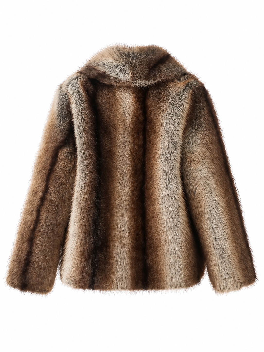 Novessa Women's Striped Faux Fur Jacket with Scarf Collar