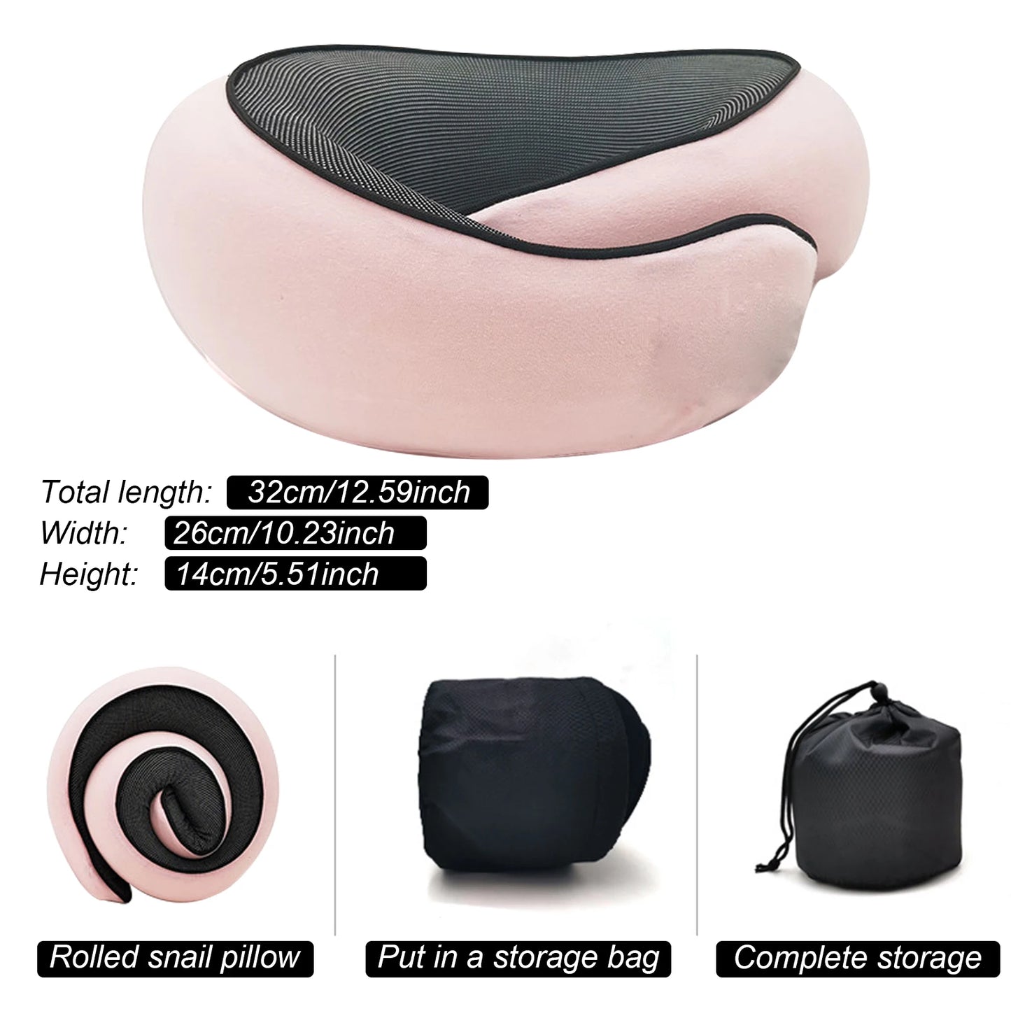 Ergonomic Memory Foam Travel Neck Pillow With Compact Carry Pouch