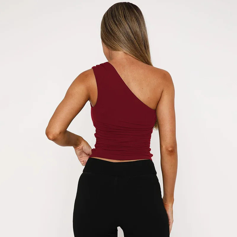 Anaya Asymmetric Ruched Top With Bead Detail