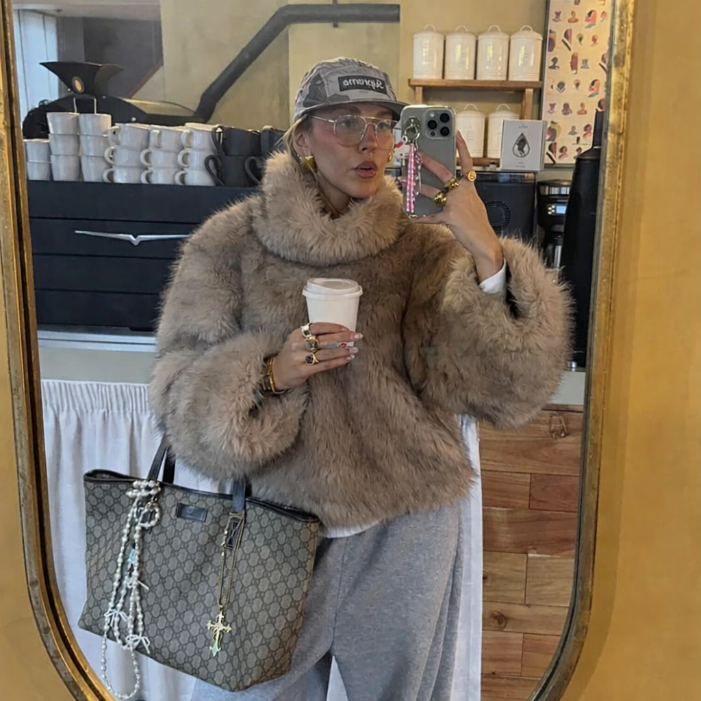 Aurevia Plush Faux Fur Cropped Jacket – Luxe Faux Mink Look Statement Outerwear