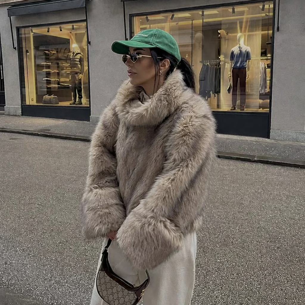 Aurevia Plush Faux Fur Cropped Jacket – Luxe Faux Mink Look Statement Outerwear