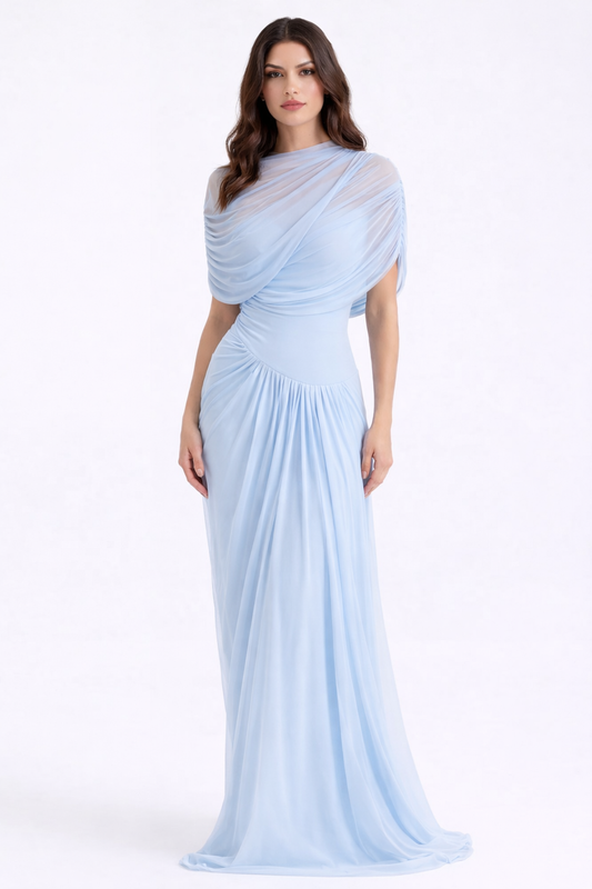 Aurevielle Off Shoulder Glitter Mesh Maxi Dress – Long Sleeve Bodycon –  Giftology London