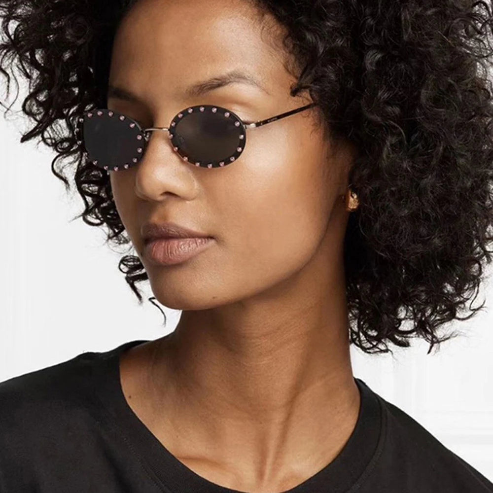 Celeste Round Black Studded Sunglasses – Retro UV Protection Festival Shades for Women