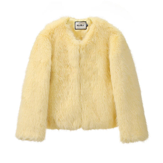 Elysia Luxe Faux Fur Cropped Jacket – Chic Winter Glamour