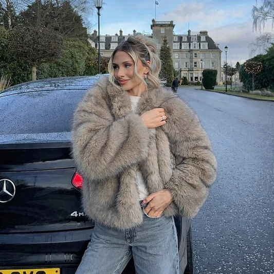 Esméa Plush Hooded Faux Fur Coat – Luxury Faux Fur Outerwear