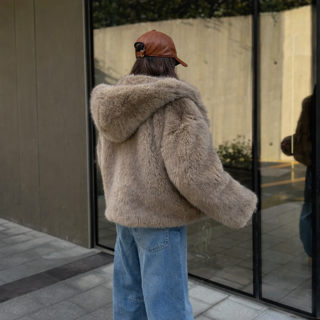 Esméa Plush Hooded Faux Fur Coat – Luxury Faux Fur Outerwear