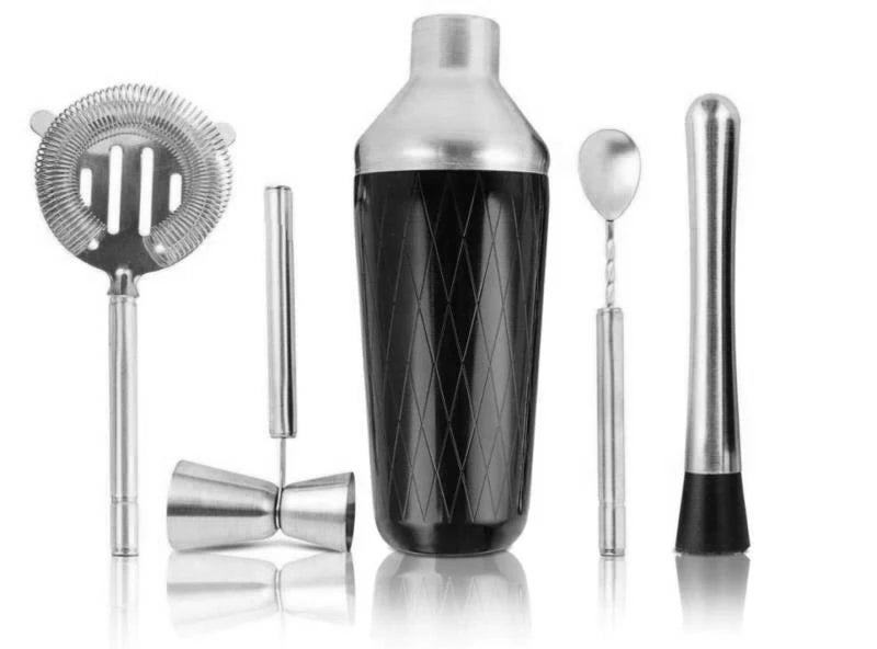 Cocktail Shaker Bar Set – 5 Piece Mixology Bartender Kit with Shaker, Jigger, Strainer, Spoon and Muddler