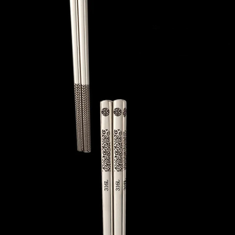Stainless Steel Chopsticks – Engraved Metal Chopsticks Set for Sushi, Ramen & Daily Dining