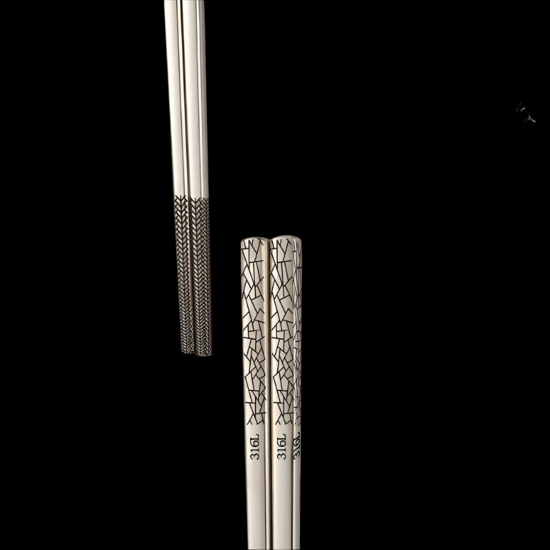 Stainless Steel Chopsticks – Engraved Metal Chopsticks Set for Sushi, Ramen & Daily Dining