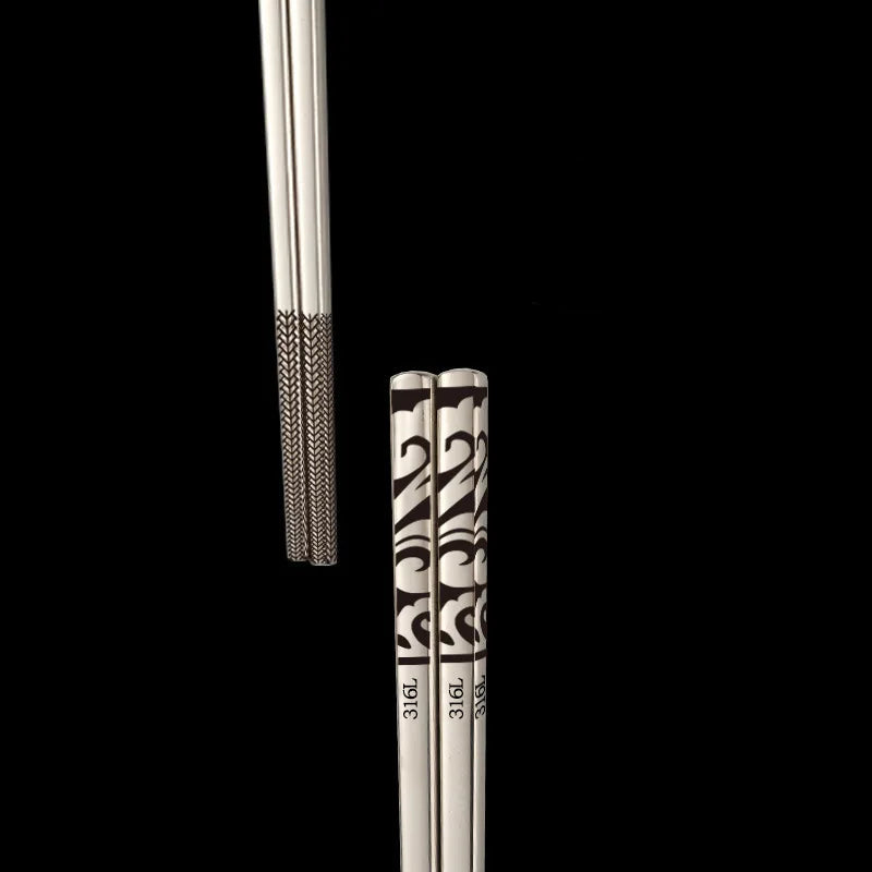Stainless Steel Chopsticks – Engraved Metal Chopsticks Set for Sushi, Ramen & Daily Dining
