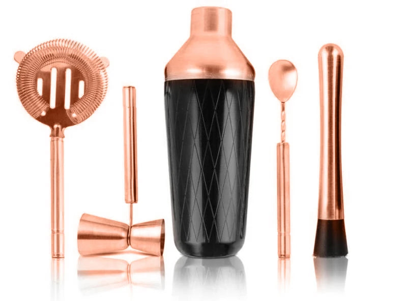 Cocktail Shaker Bar Set – 5 Piece Mixology Bartender Kit with Shaker, Jigger, Strainer, Spoon and Muddler