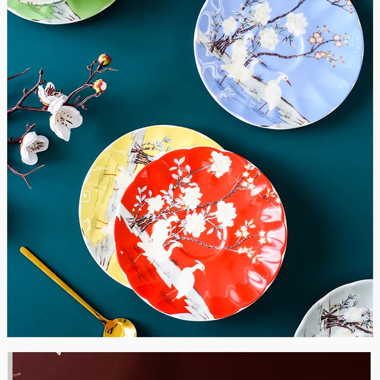 Blossom Crane Cup and Saucer Set – Ceramic Tea Set