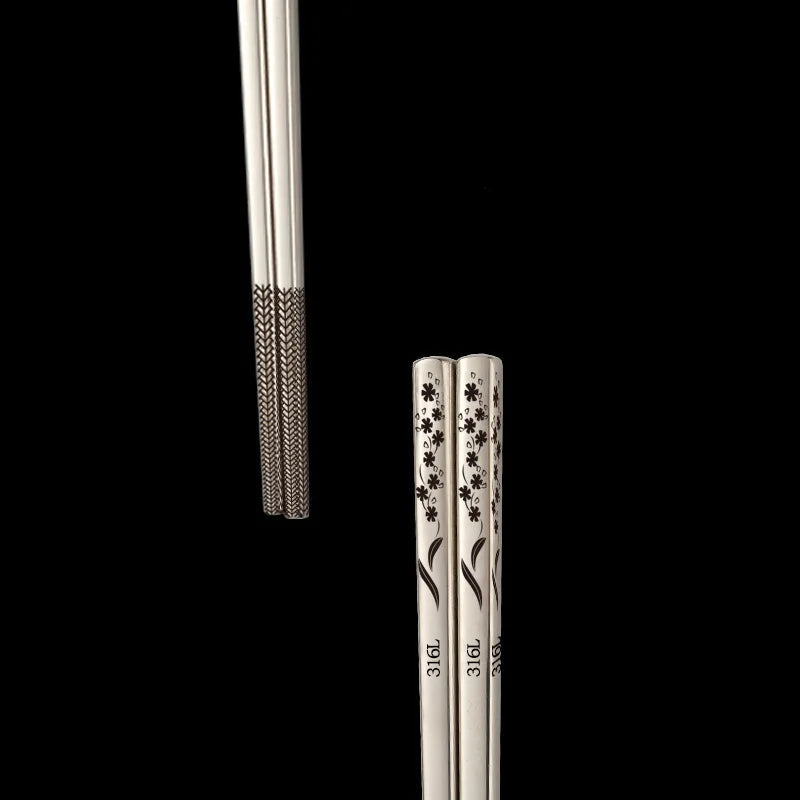 Stainless Steel Chopsticks – Engraved Metal Chopsticks Set for Sushi, Ramen & Daily Dining