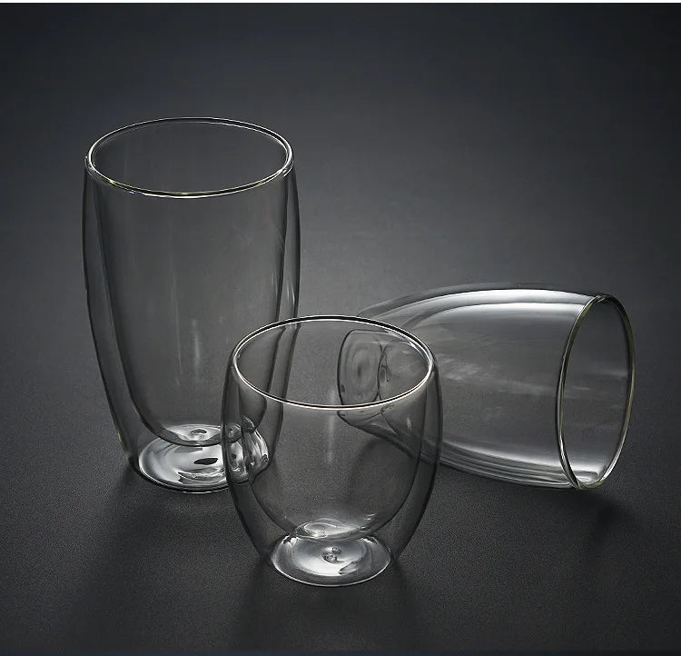 Double Glass Wall Heat Insulated Cup - Tea, Coffee, Espresso Glass Set - Various Sizes