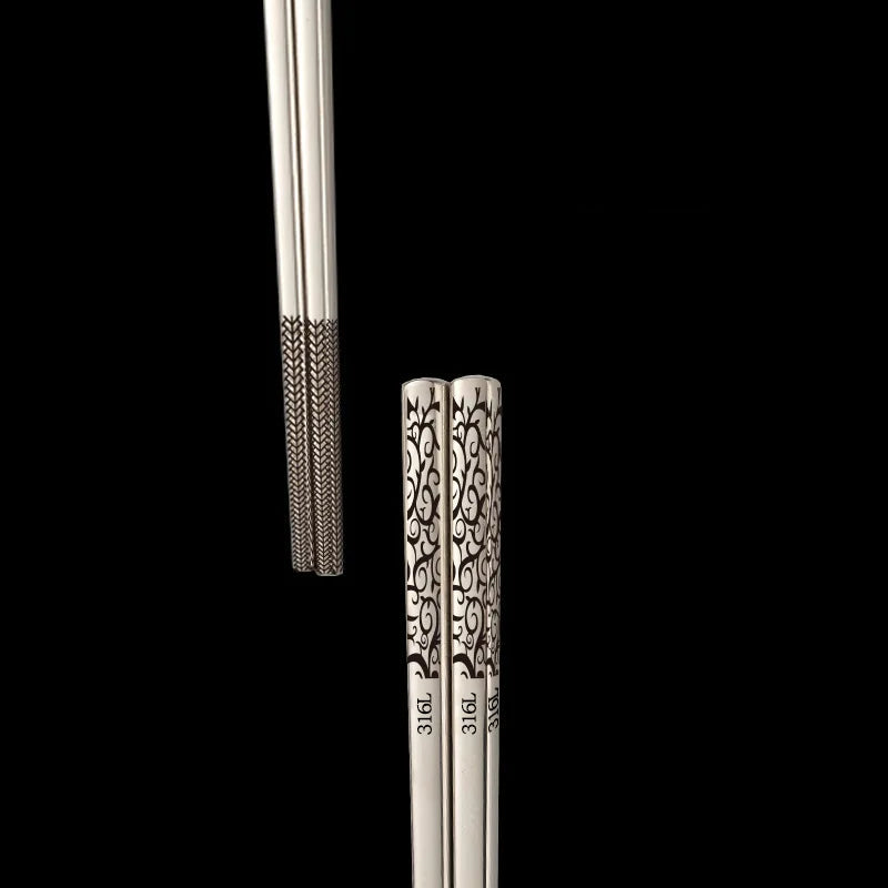 Stainless Steel Chopsticks – Engraved Metal Chopsticks Set for Sushi, Ramen & Daily Dining