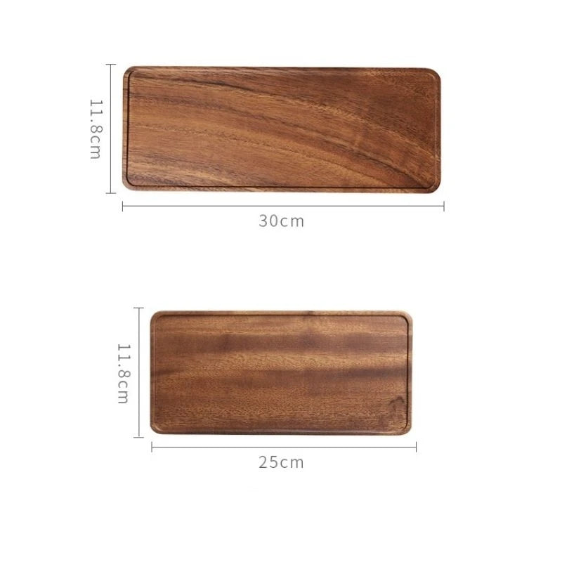Natural Walnut Wooden Serving Tray – Rectangular Tea, Coffee, Snack & Food Storage Plate