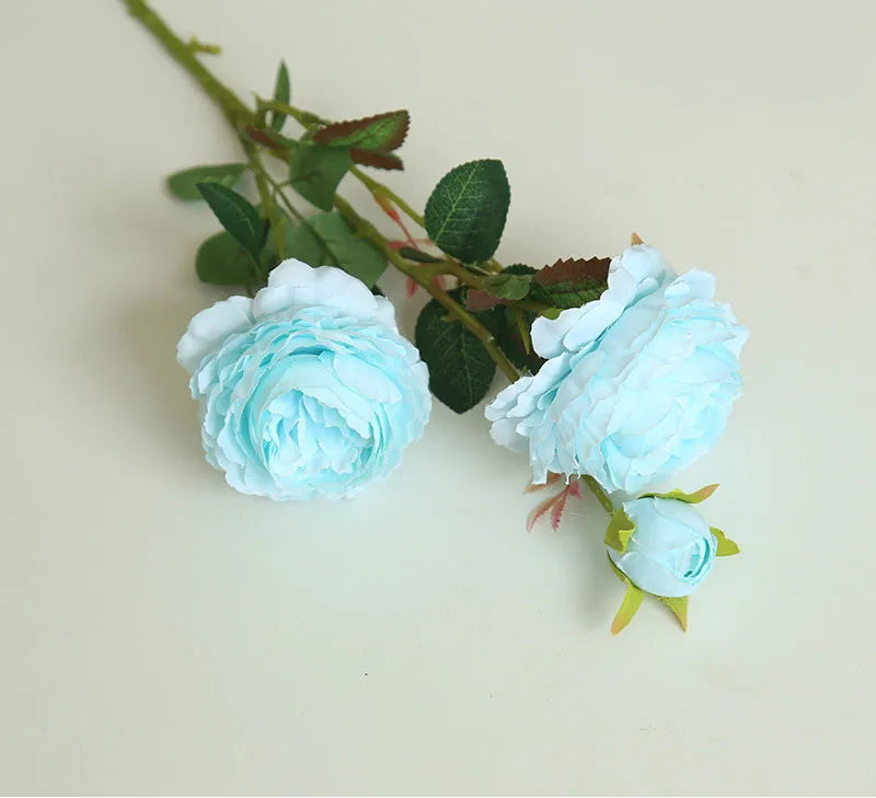 Peonia Faux Peony Flower Stem – Two Bloom Peony with Bud 60cm Decorative Flower Stem
