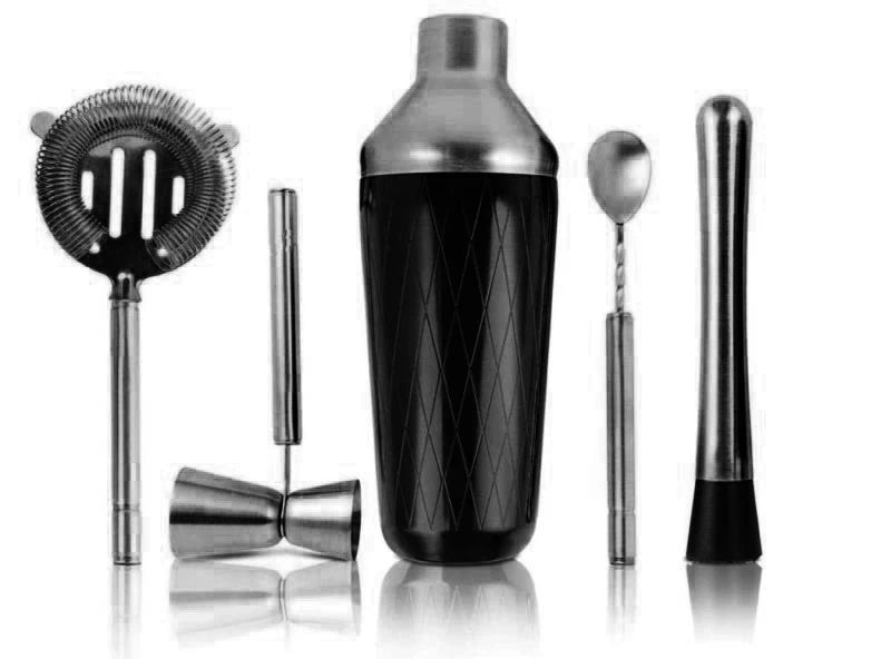 Cocktail Shaker Bar Set – 5 Piece Mixology Bartender Kit with Shaker, Jigger, Strainer, Spoon and Muddler