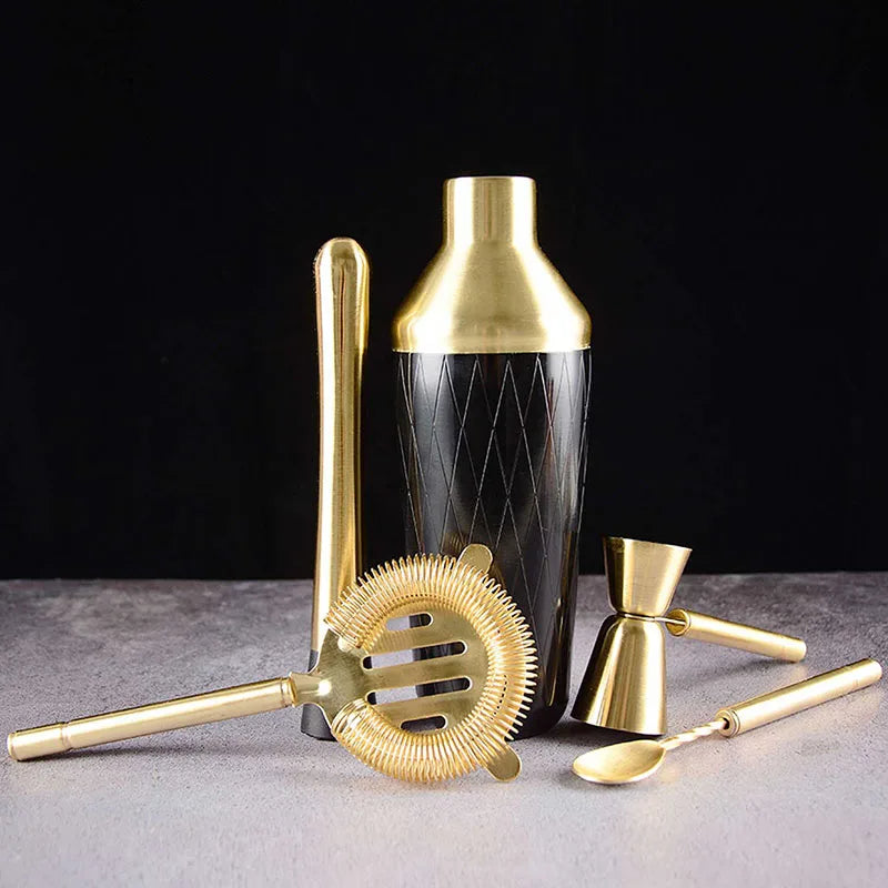 Cocktail Shaker Bar Set – 5 Piece Mixology Bartender Kit with Shaker, Jigger, Strainer, Spoon and Muddler