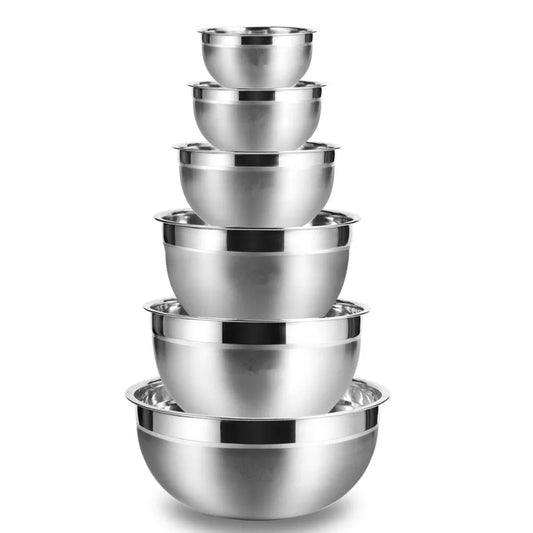 Stainless Steel Mixing Bowls Set of 6 or Single – Non-Slip Nesting Salad, Baking & Cooking Bowls for Kitchen