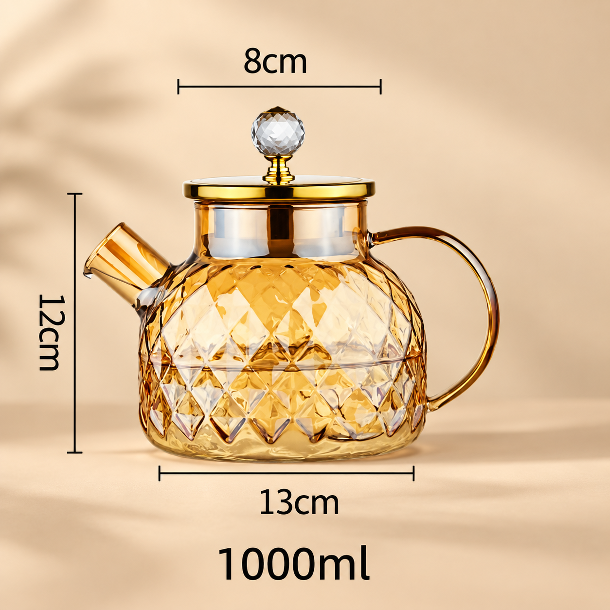 Auric Diamond Glass Jug – Heat-Resistant Tea & Water Pitcher