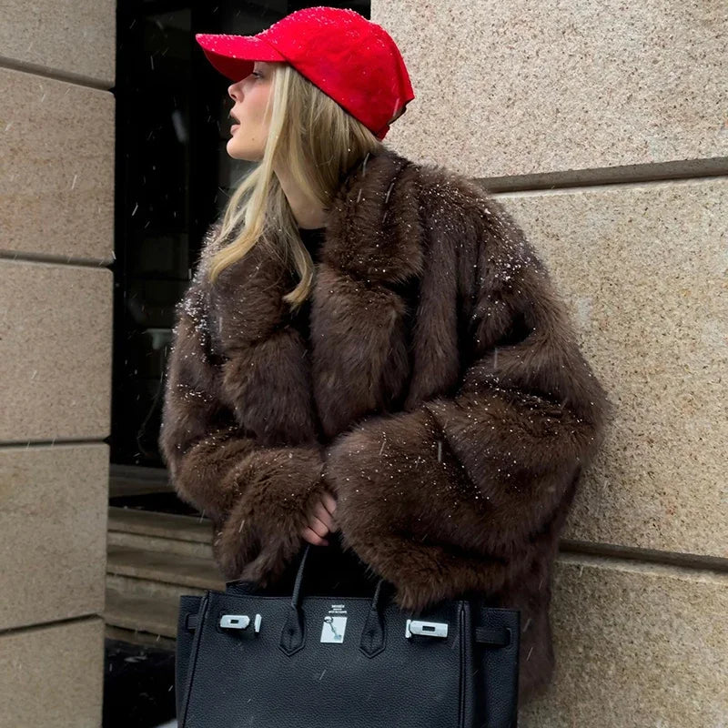 Luna Faux Fur Cropped Coat – Chic Winter Outerwear
