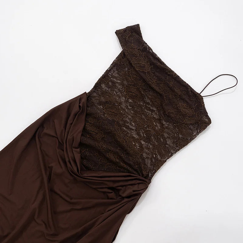 Olivara Strapless Lace Maxi Dress – Sheer Panel Evening Gown, Formal Occasion Dress & Wedding Guest Outfit