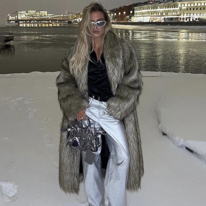 Ophelia Long Luxe Faux Fur Coat – Elegant Winter Outerwear