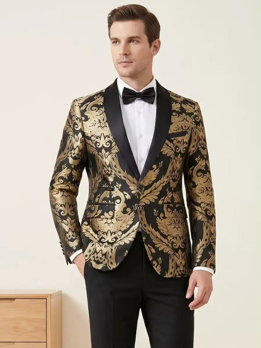 Regency Men's Jacquard Tuxedo Blazer – Formal Evening & Dinner Jacket