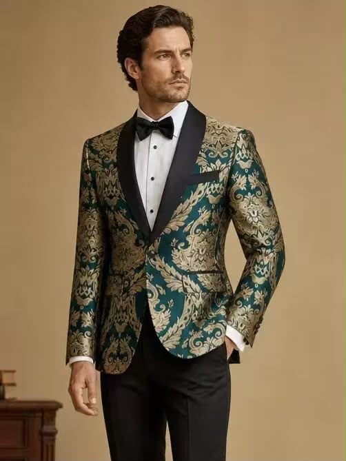 Regency Men's Jacquard Tuxedo Blazer – Formal Evening & Dinner Jacket