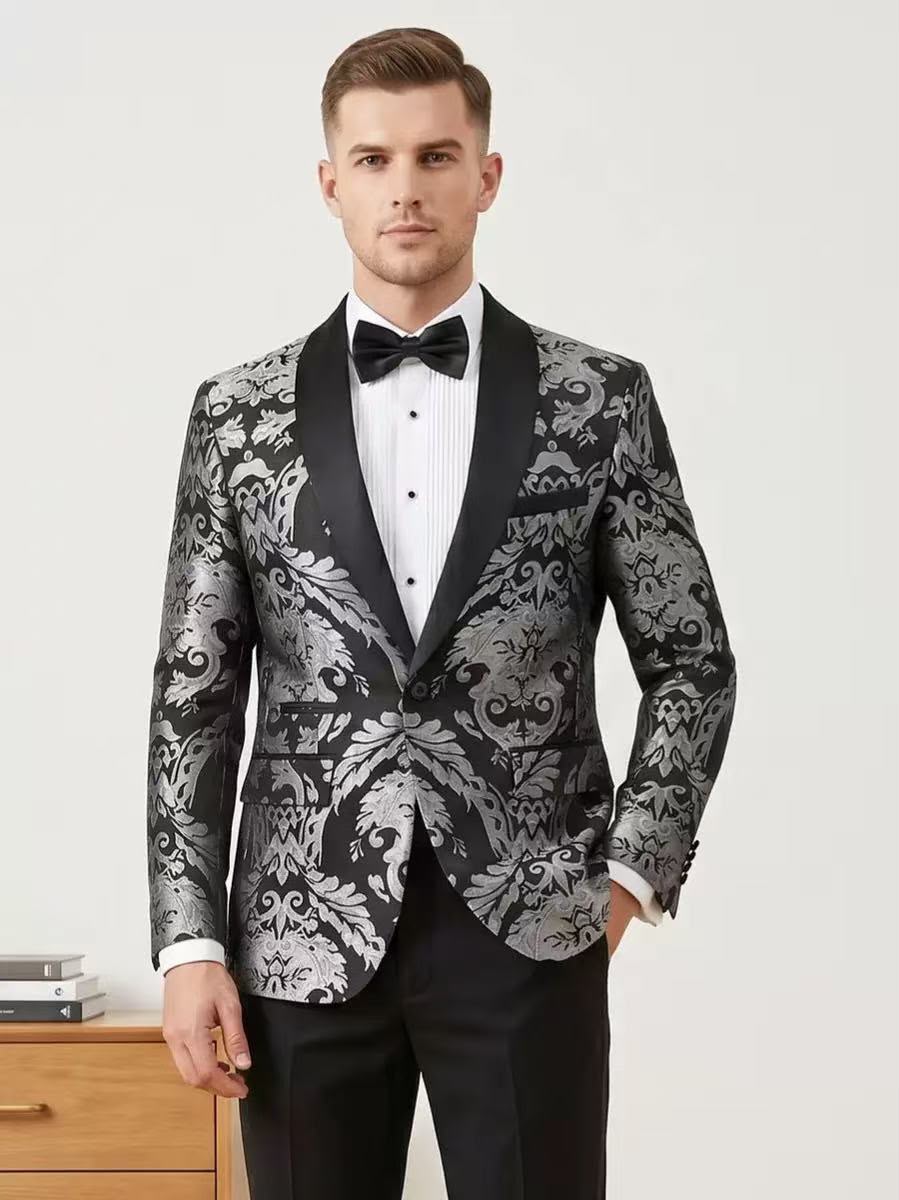 Regency Men's Jacquard Tuxedo Blazer – Formal Evening & Dinner Jacket