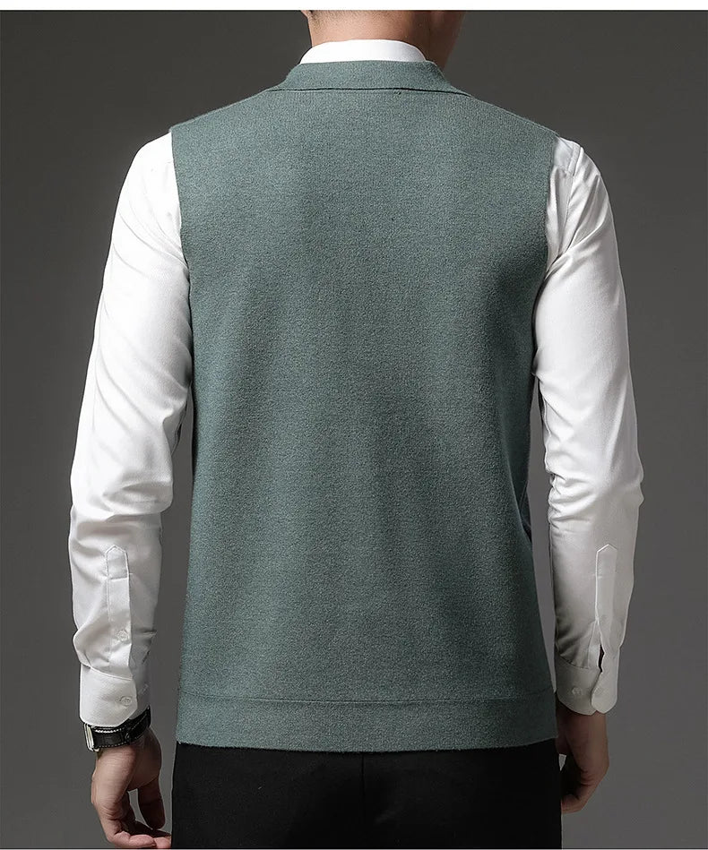 Men’s Knit Button-Up Waistcoat – Sleeveless Smart Vest for Layering, Office Wear & Formal Outfits