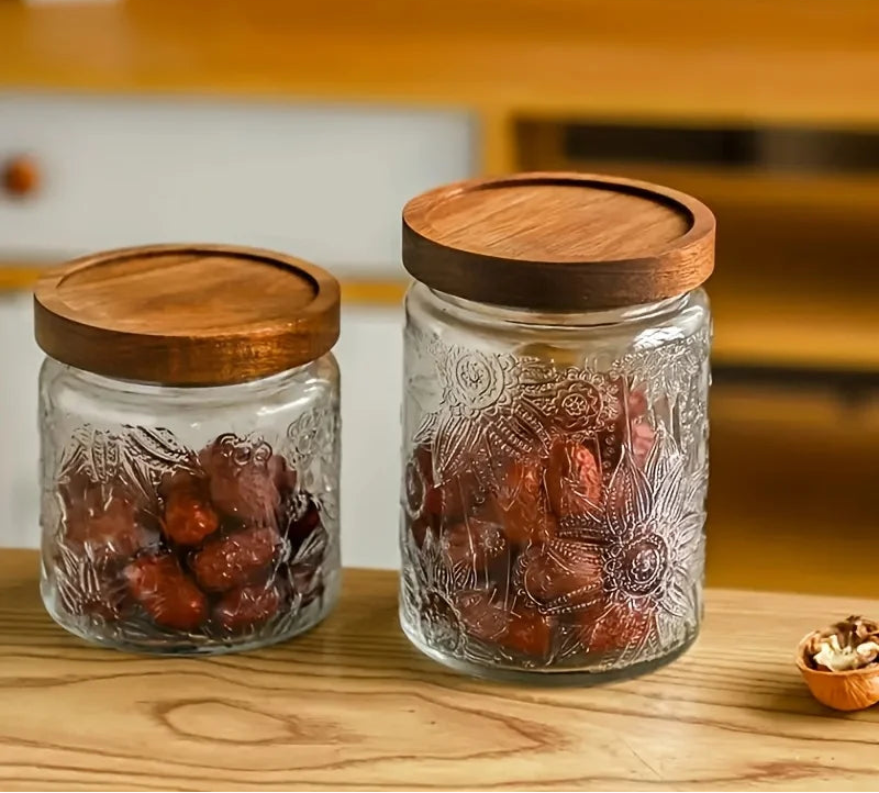 Vero Glass Storage Jar with Wooden Lid