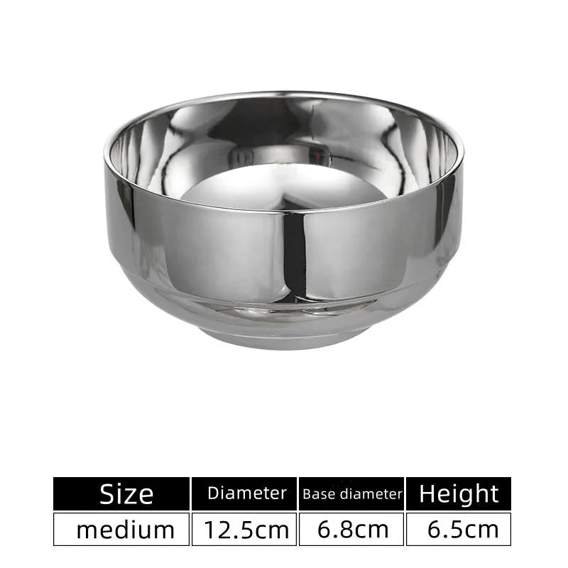 Stainless Steel Double Wall Rice Bowl – Heat Resistant Soup, Ramen & Salad Bowl for Kitchen Dining