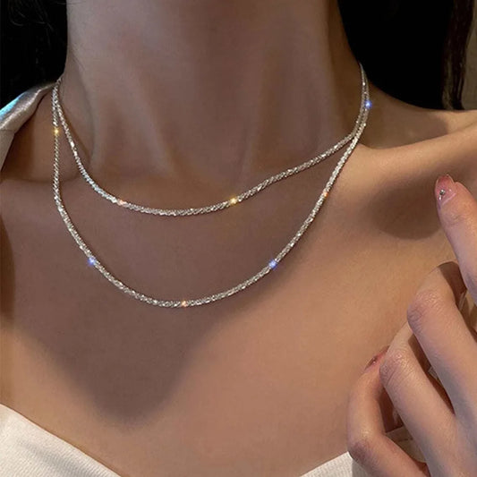 Dainty Double-Layered Sparkle Chain Necklace