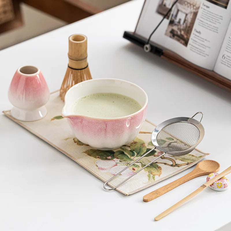 Sakura Bloom Japanese Matcha Tea Set – 8-Piece Matcha Bowl and Whisk Set with Scoop, Strainer & Holder for Traditional Matcha Making