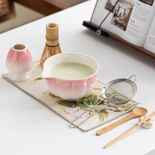 Sakura Bloom Japanese Matcha Tea Set – 8-Piece Matcha Bowl and Whisk Set with Scoop, Strainer & Holder for Traditional Matcha Making