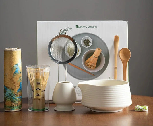 Japanese Matcha Tea Set – 8-Piece Ceremony Kit with Whisk, Bowl, Spoon, Sifter & Accessories