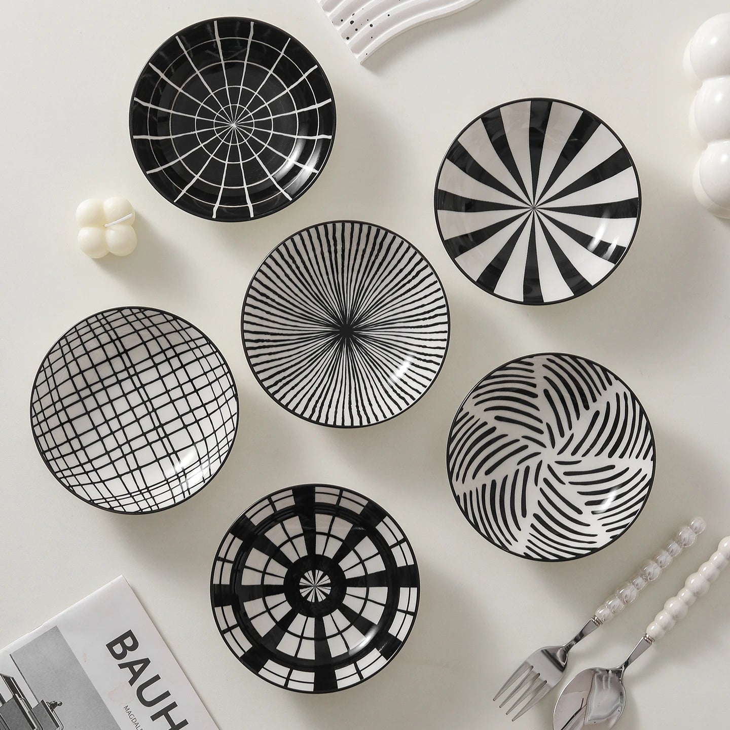 Monograph Ceramic Dipping Dish Set – Set of 6 Appetiser, Sushi & Sauce Plates