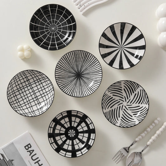 Monograph Ceramic Dipping Dish Set – Set of 6 Appetiser, Sushi & Sauce Plates