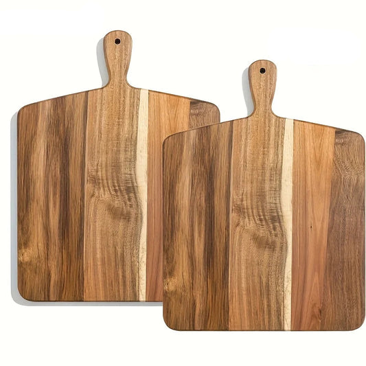 Natural Wooden Chopping Board with Handle – 1/2 Piece Rustic Cutting & Serving Board for Kitchen, Bread, Cheese & Charcuterie