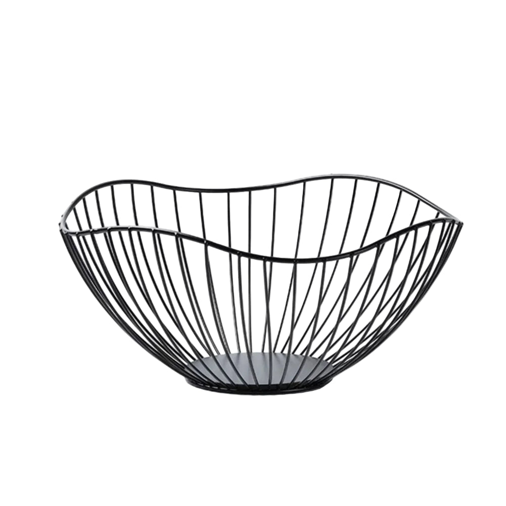 Black & Gold Metal Wire Fruit Basket – Modern Countertop Bowl for Kitchen & Dining Table