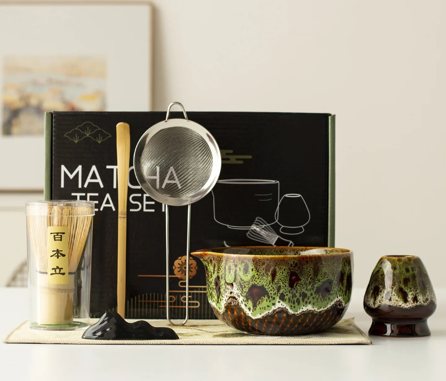 Aemori Japanese-Style Matcha Tea Set – 5 or 7 Piece Matcha Gift Set with Bamboo Whisk, Bowl and Accessories