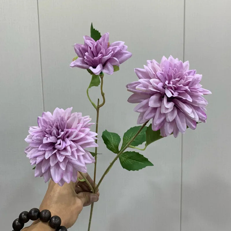 Marlowe Faux Dahlia Stem – Large Dahlia Flower Branch with Multi-Head Blooms for Vase Arrangements and Home Décor