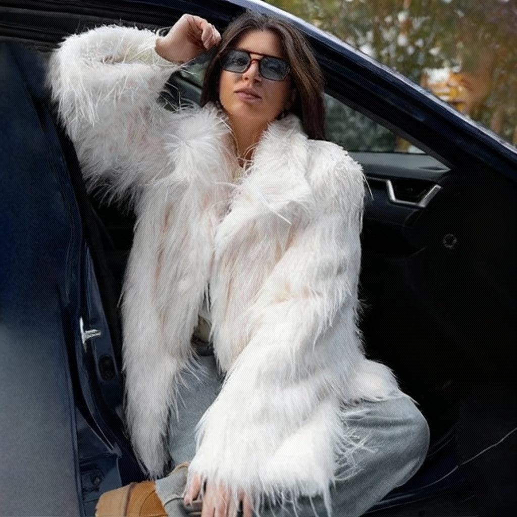 Nevalyn Shaggy Faux Fur Plush Mongolian Jacket – Women’s Luxury Winter Coat for Daywear and Evening Styling