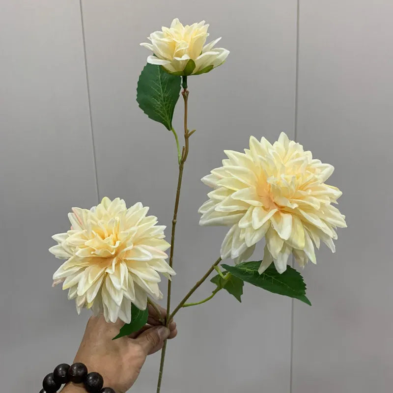 Marlowe Faux Dahlia Stem – Large Dahlia Flower Branch with Multi-Head Blooms for Vase Arrangements and Home Décor